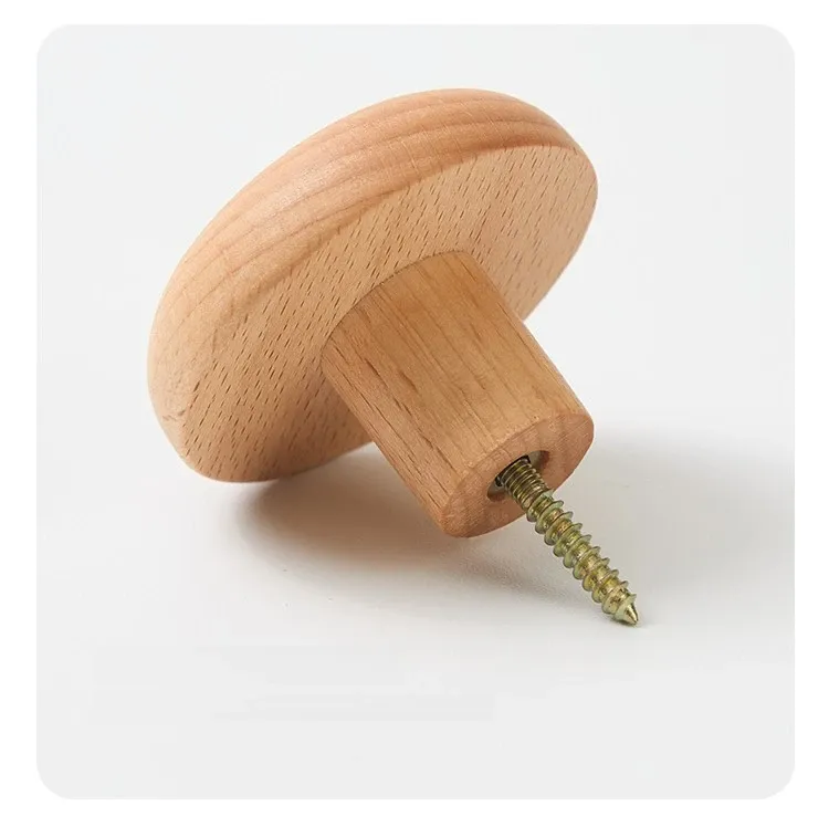 Crochet galet en bois, finition naturelle