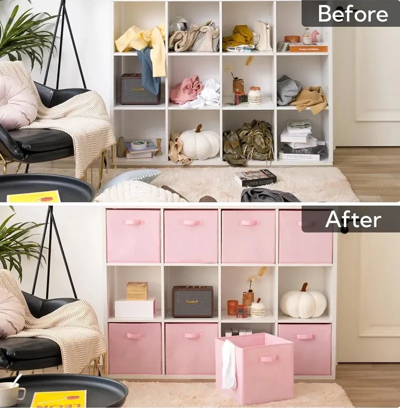 Cube de rangement en tissu avec poignée