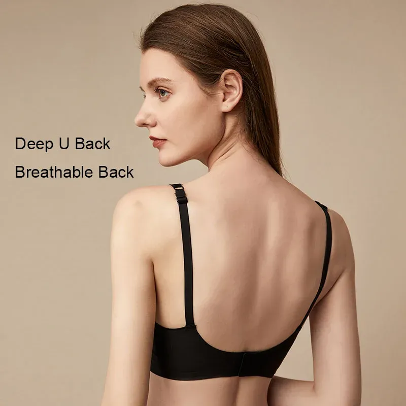 Soutien-gorge sans couture pour femme à col en V, sans armatures, effet push-up et bretelles réglables 6