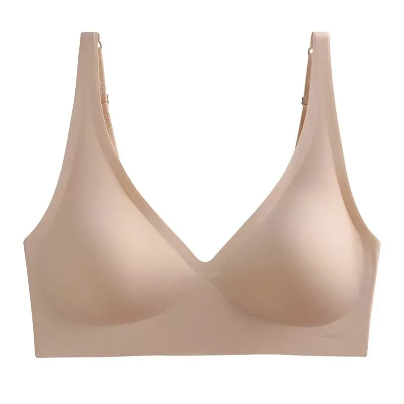 Soutien-gorge sans couture pour femme à col en V, sans armatures, effet push-up et bretelles réglables 12