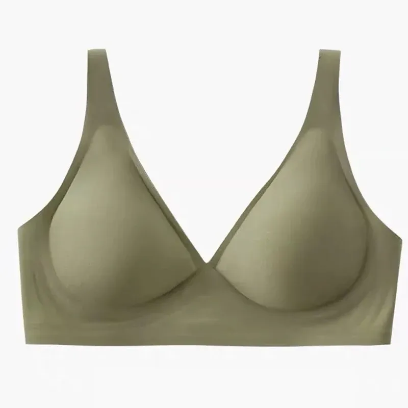 Soutien-gorge sans couture pour femme à col en V, sans armatures, effet push-up et bretelles réglables 13
