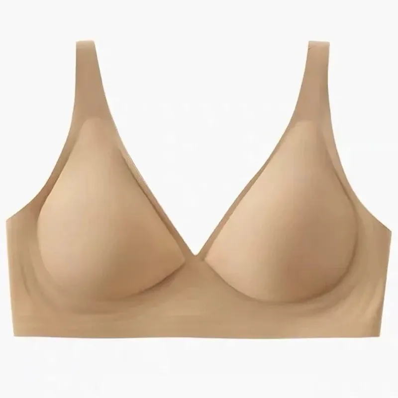 Soutien-gorge sans couture pour femme à col en V, sans armatures, effet push-up et bretelles réglables 7
