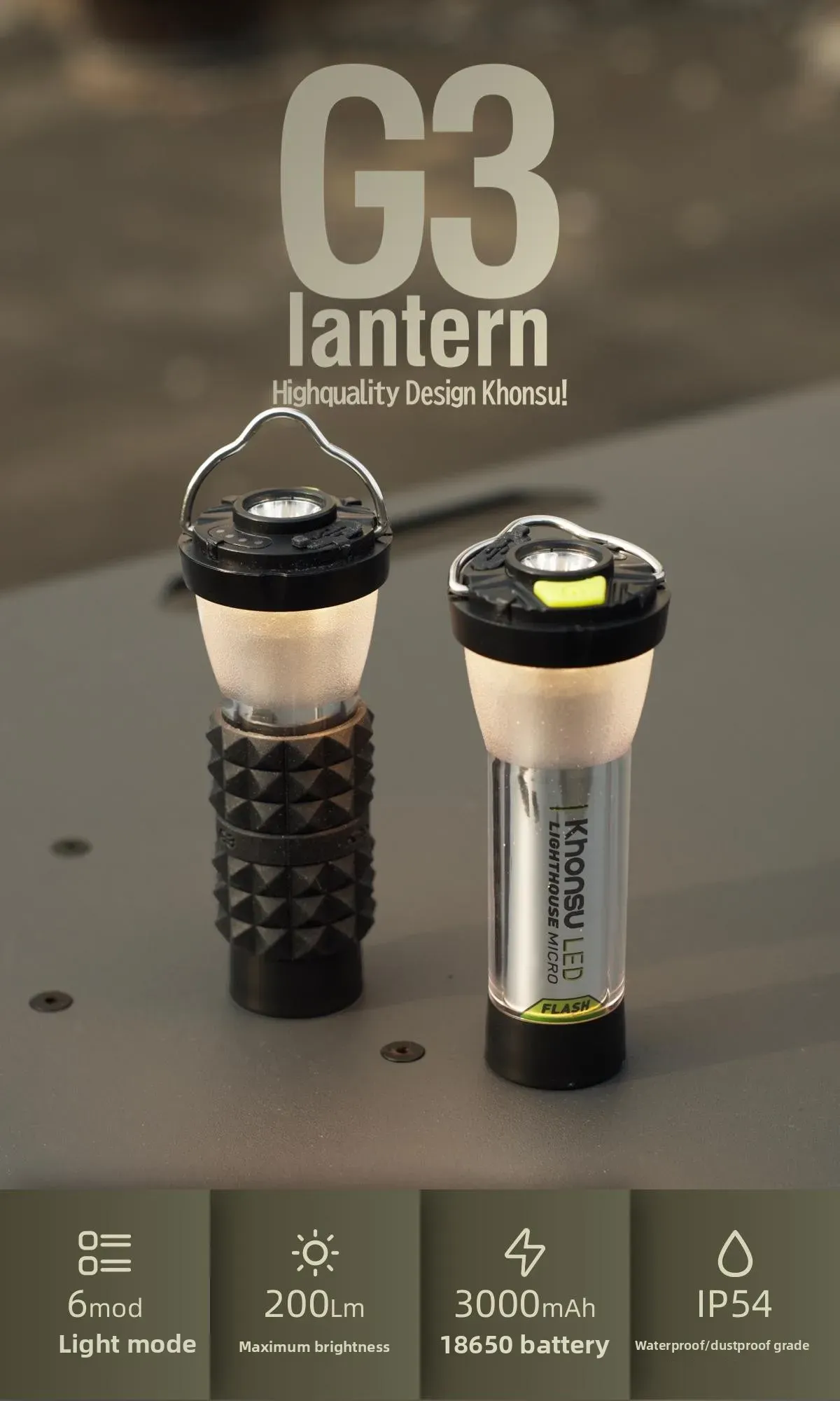 Lanterne de camping LED en situation