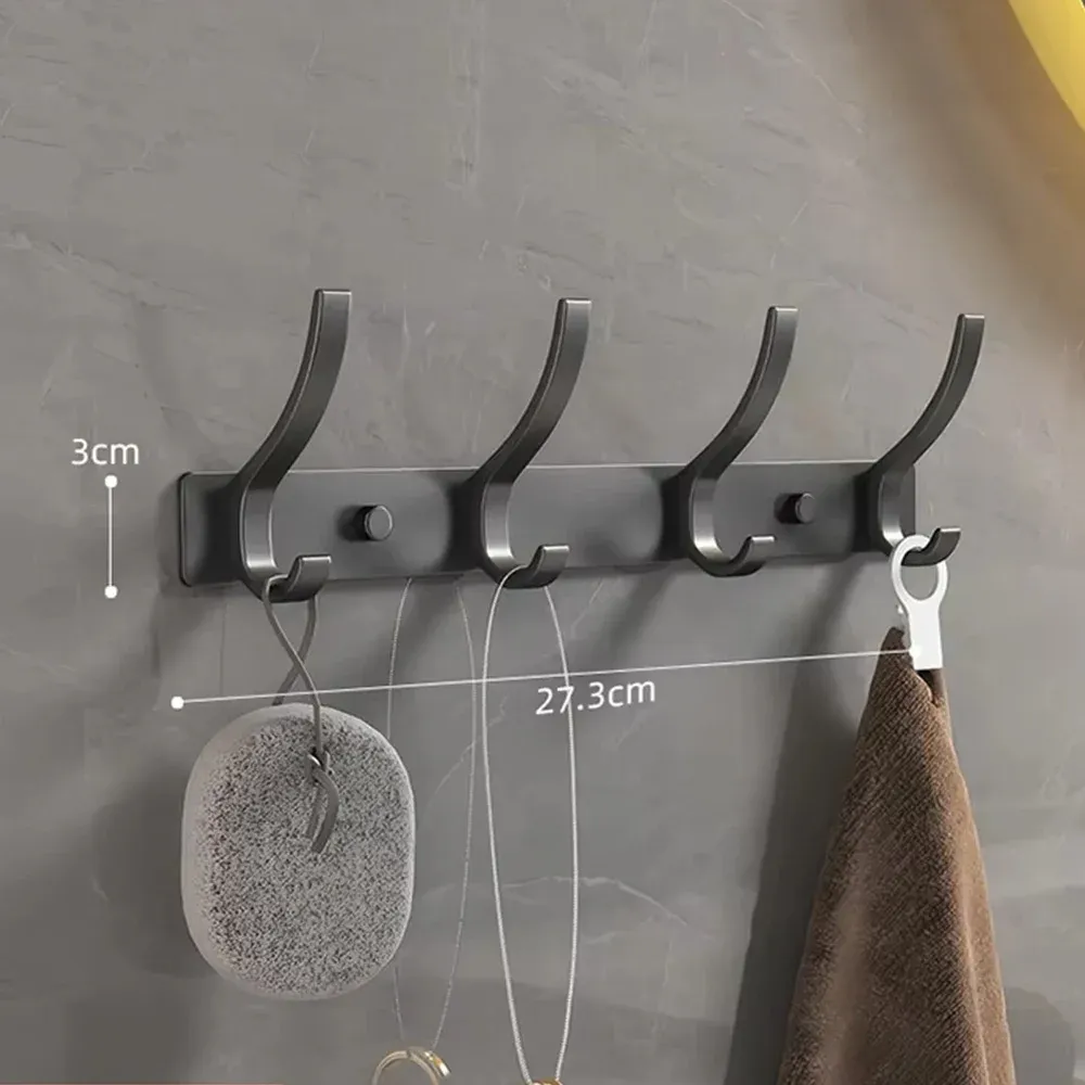 Porte-manteau mural noir avec crochets pour vêtements, porte-serviettes et crochet pour peignoir, accessoires de cuisine robustes 10