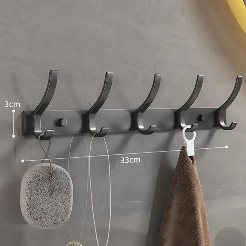 Porte-manteau mural noir avec crochets pour vêtements, porte-serviettes et crochet pour peignoir, accessoires de cuisine robustes 7