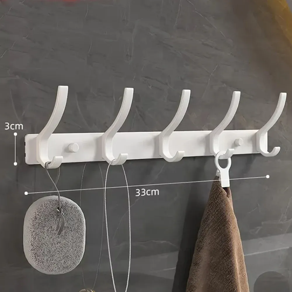 Porte-manteau mural noir avec crochets pour vêtements, porte-serviettes et crochet pour peignoir, accessoires de cuisine robustes 11