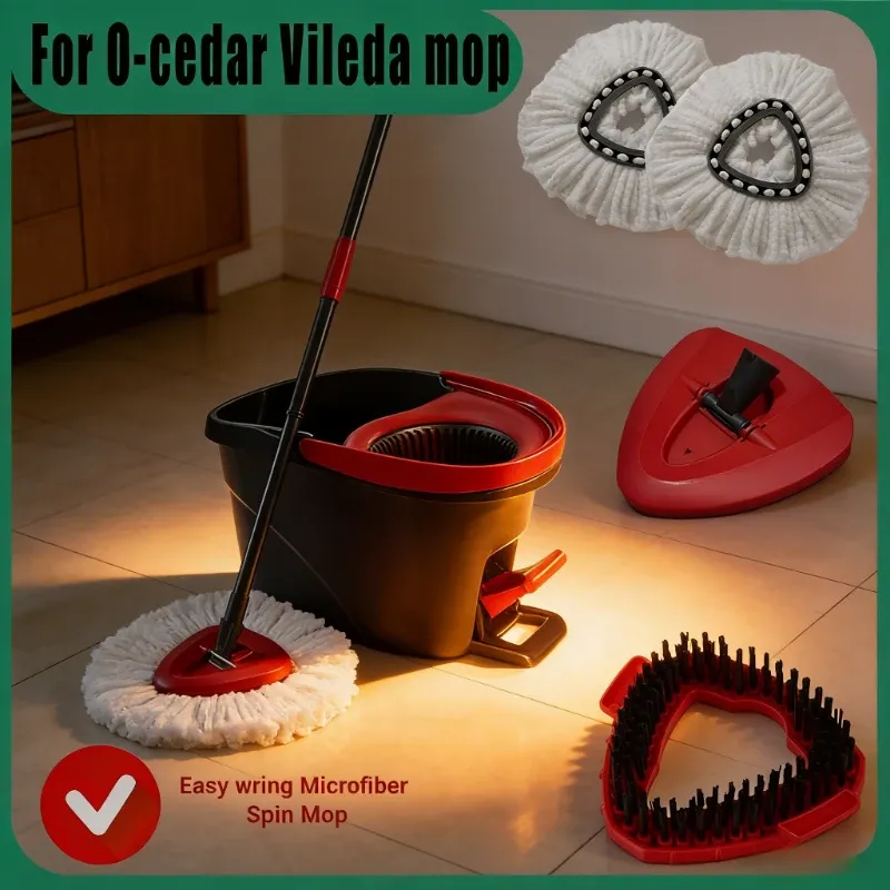 Tampons de rechange pour balai essoreur Vileda O-Cedar EasyWring 1-Tank System, têtes de balai essoreur en microfibre, recharges triangulaires lavables en machine - Image 1