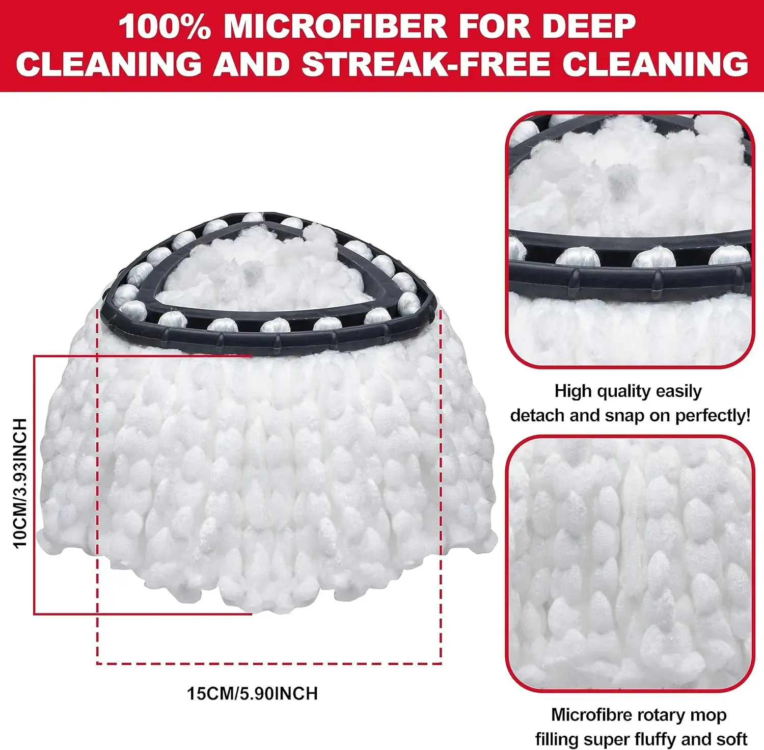 Tampons de rechange pour balai essoreur Vileda O-Cedar EasyWring 1-Tank System, têtes de balai essoreur en microfibre, recharges triangulaires lavables en machine 4