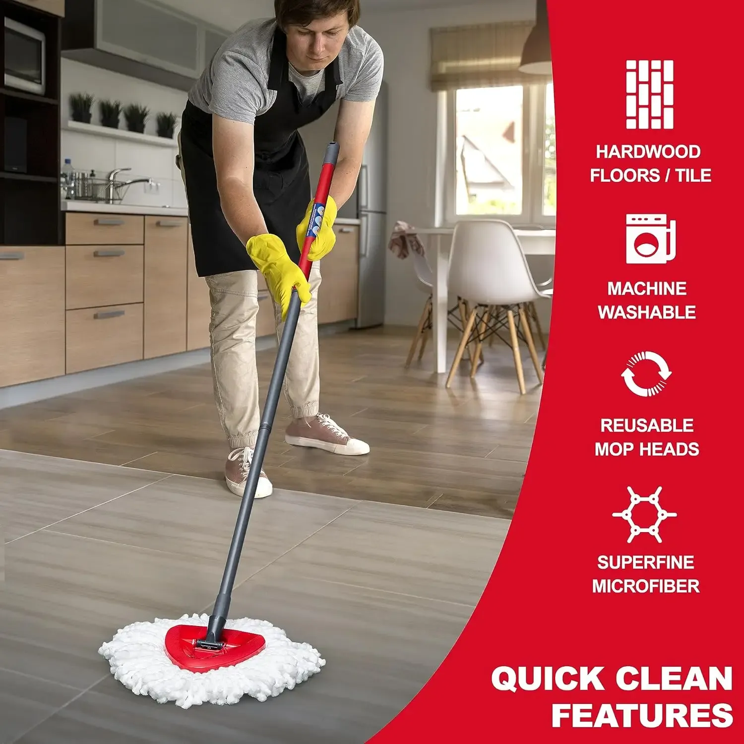 Détail de la microfibre chenille du balai essoreur Vileda O-Cedar