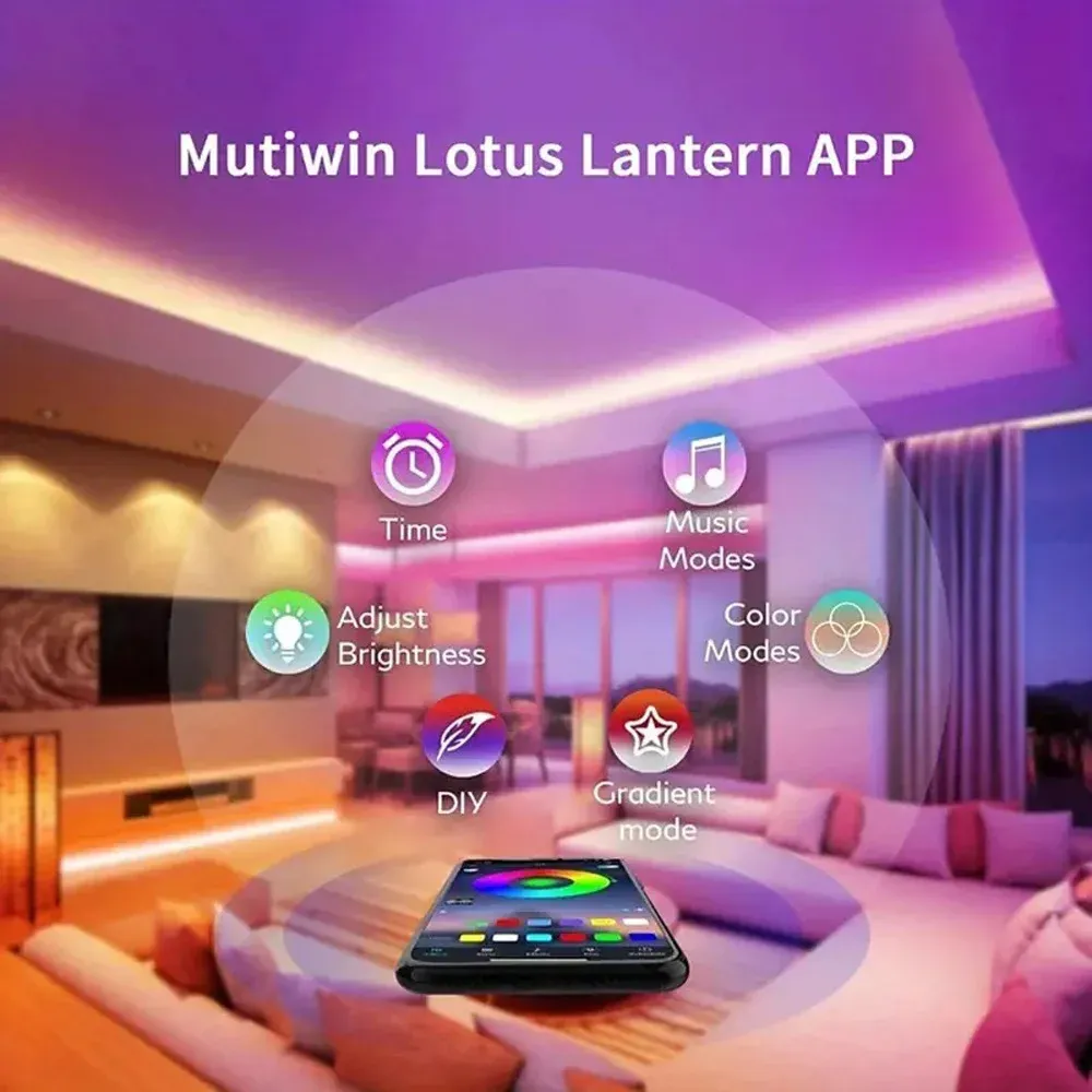 Bande LED RVB dans une chambre à coucher