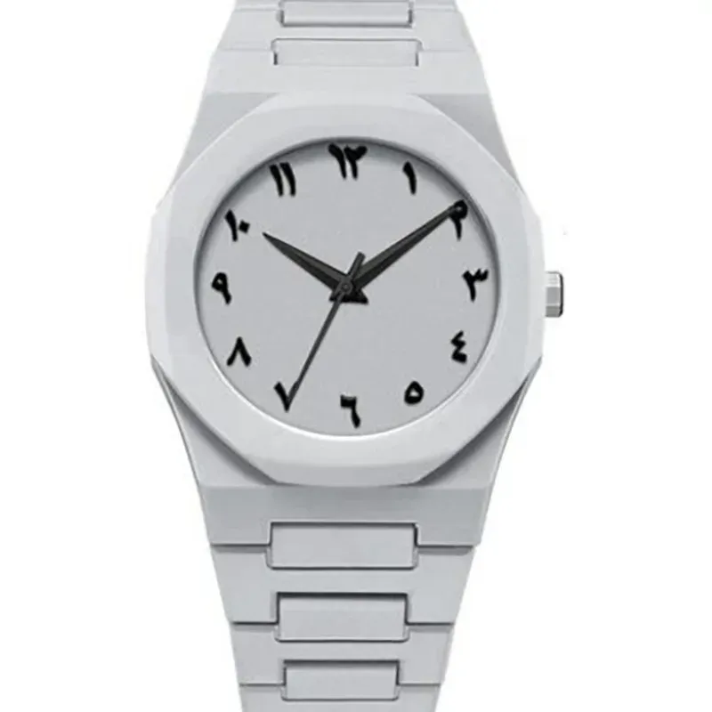 Montre Homme Noire à Quartz à Chiffres Arabes et Bracelet Décontracté Effet Goutte d'Huile 11