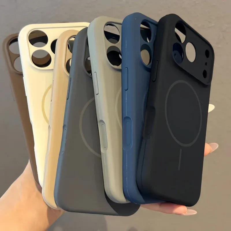 Coque de luxe originale en silicone liquide pour iPhone 17 Pro Max Air 16 15 14 13 12 Plus, compatible MagSafe, antichoc, mate et souple 4