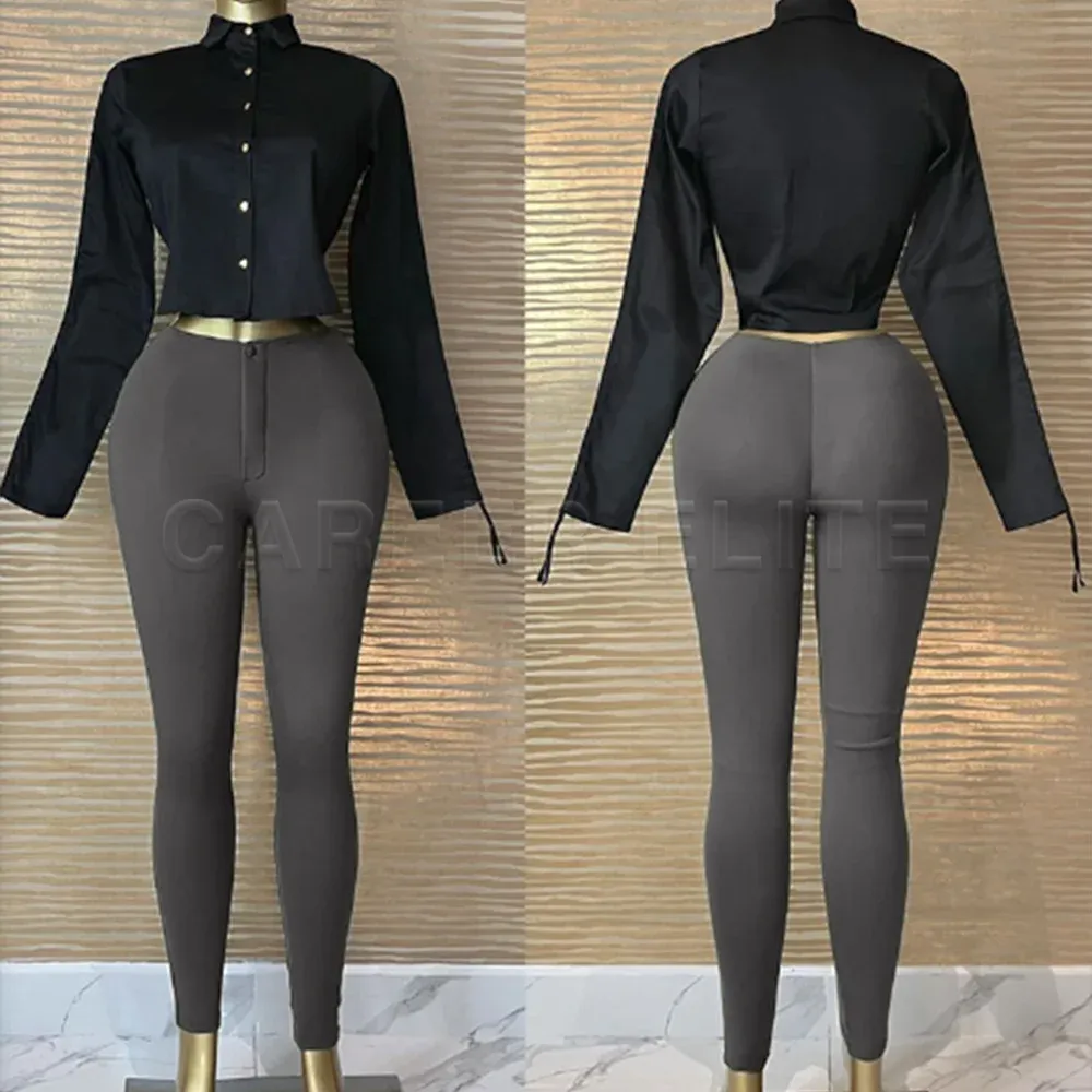 Pantalon legging taille haute pour femme, moulant, extensible, longueur cheville, effet push-up, style streetwear tendance 11