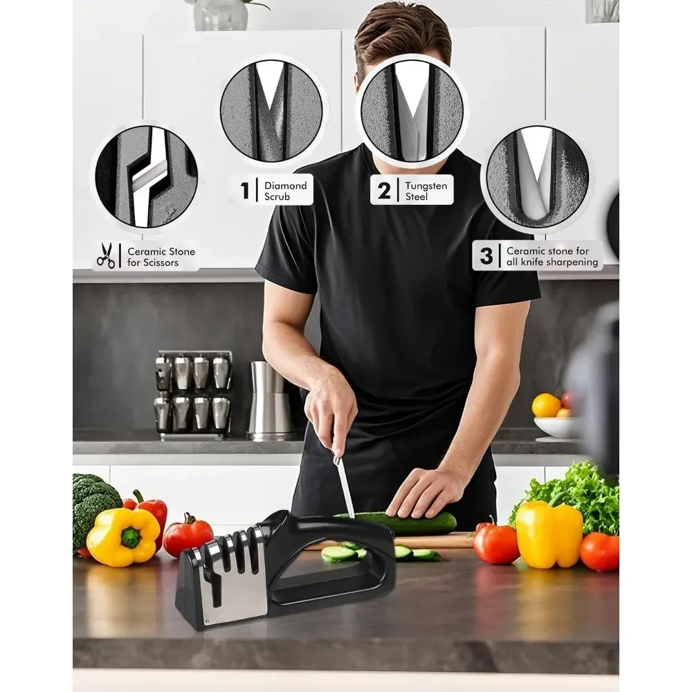 Affûteur de couteaux de cuisine sous différents angles