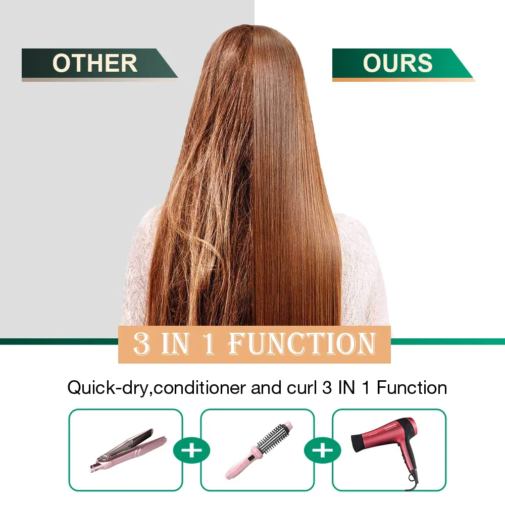 Sèche-cheveux brosse soufflante ionique 3 en 1 pour boucler, lisser et sécher rapidement 5