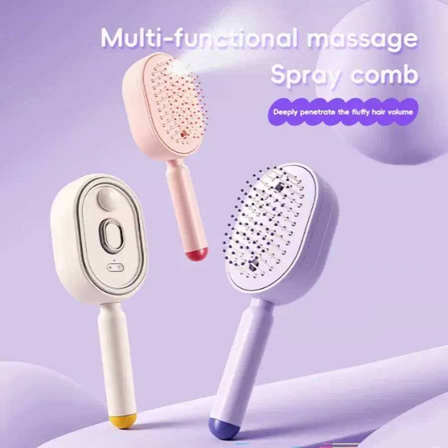 Brosse soufflante électrique à vapeur, brosse démêlante hydratante ionique, lisseur anti-frisottis portable pour tous types de cheveux - Image 1