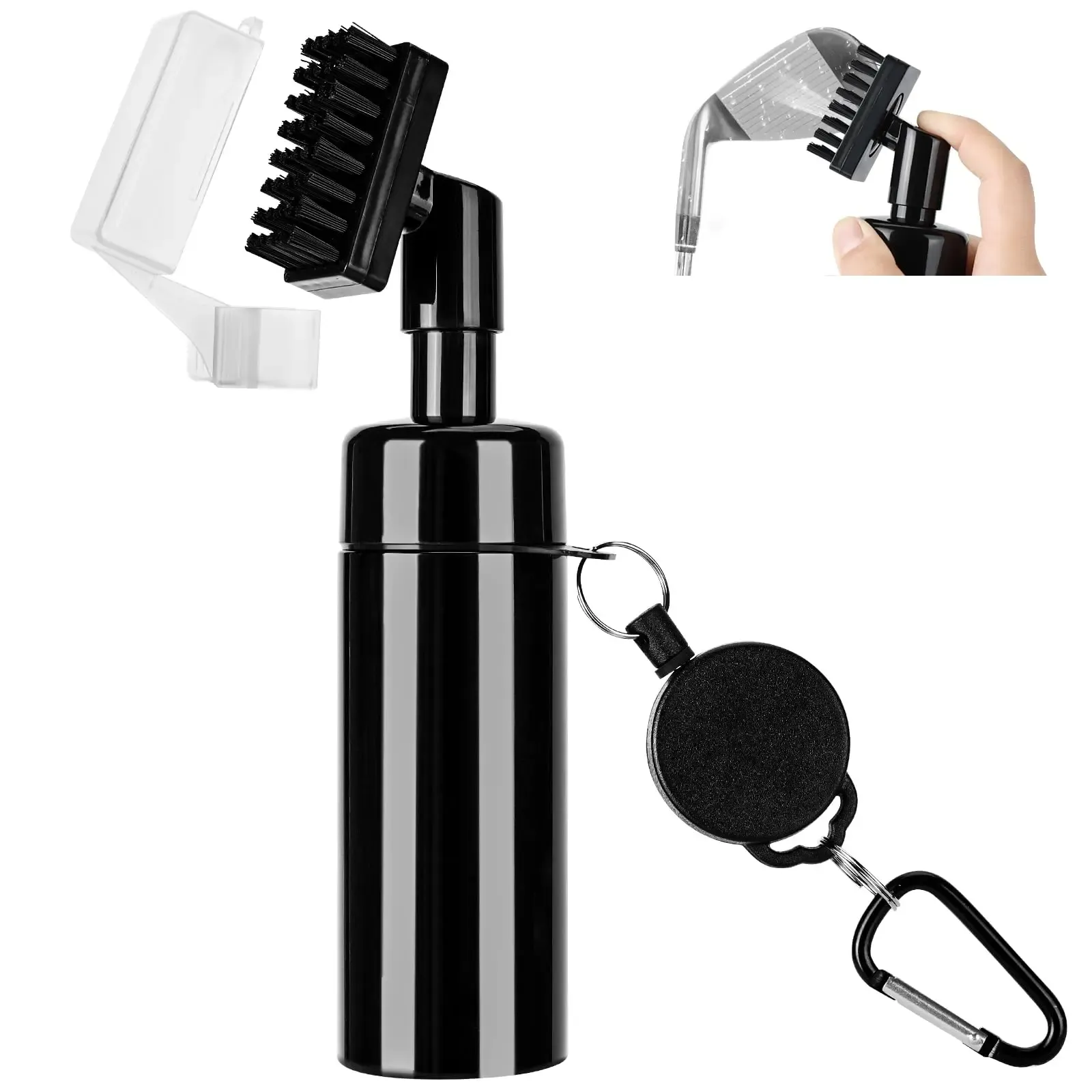 Brosse de nettoyage pour tête de club de golf, rainures en U et en V, avec boucle rétractable 7