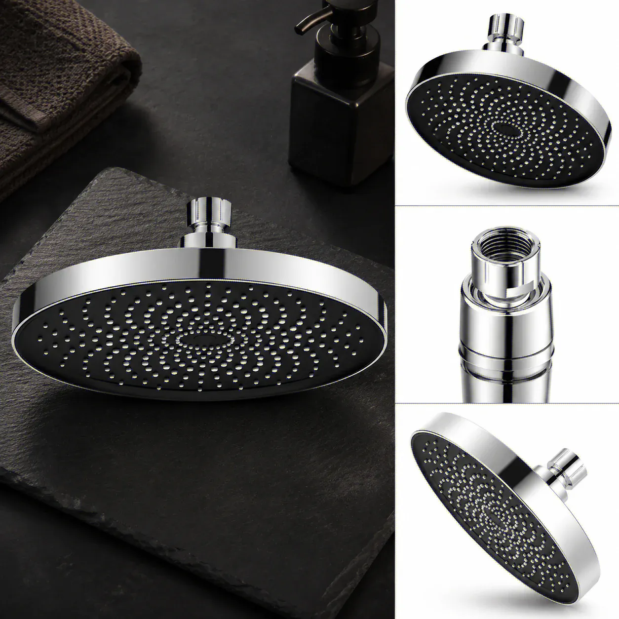 Grande pomme de douche 25 cm à haut débit, jet unique, pour usage domestique 4