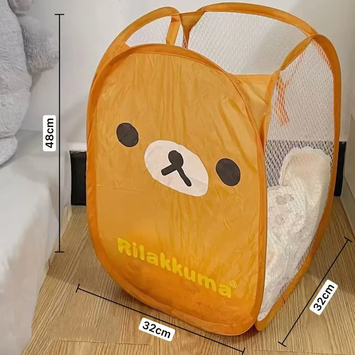 Panier à linge Rilakkuma pliable en maille, vue d'ensemble