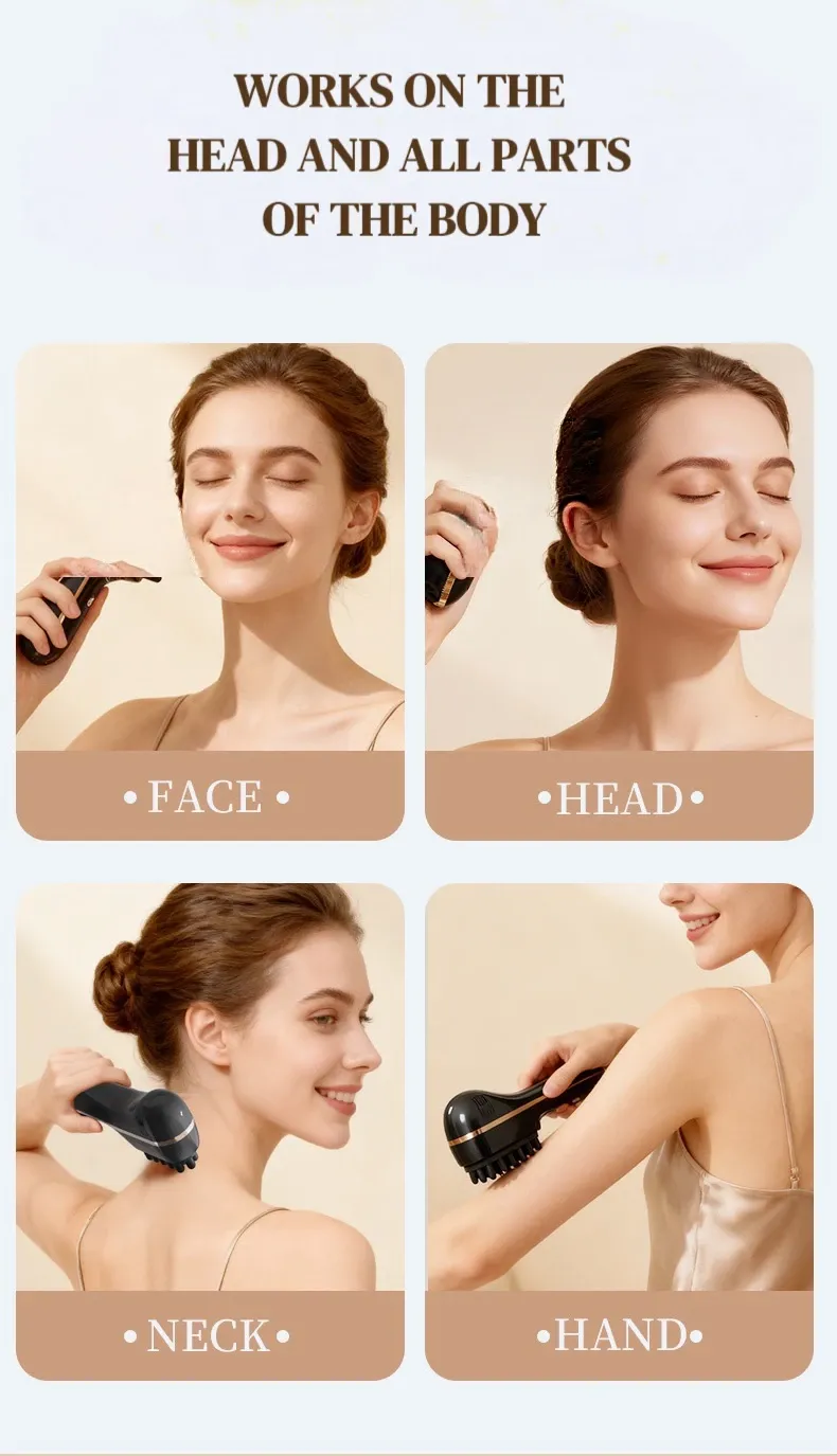 Peigne de massage électrique, détail des tête interchangeables