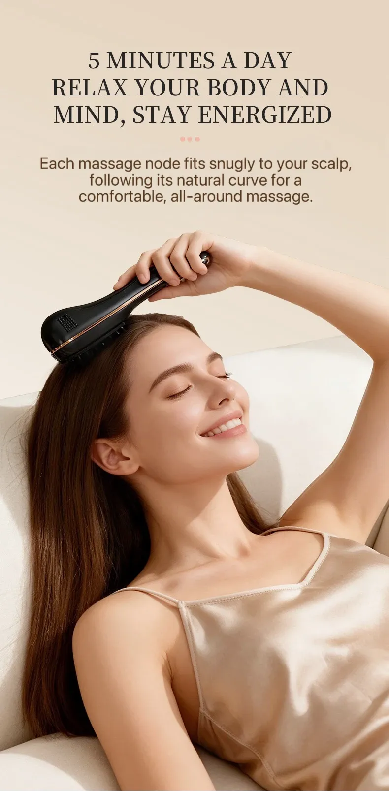 Peigne de massage électrique, finition soignée