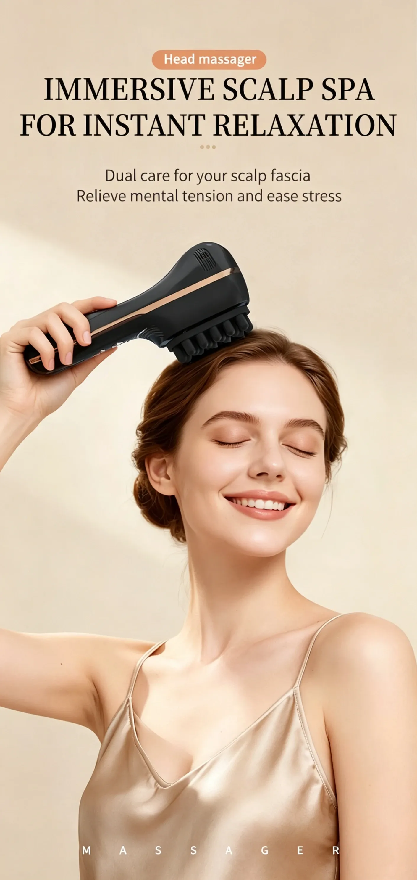 Peigne de massage électrique du cuir chevelu, vue détaillée