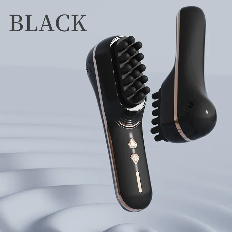 Peigne de massage électrique pour cuir chevelu, 5 vitesses, double tête en silicone, vibration haute fréquence 9