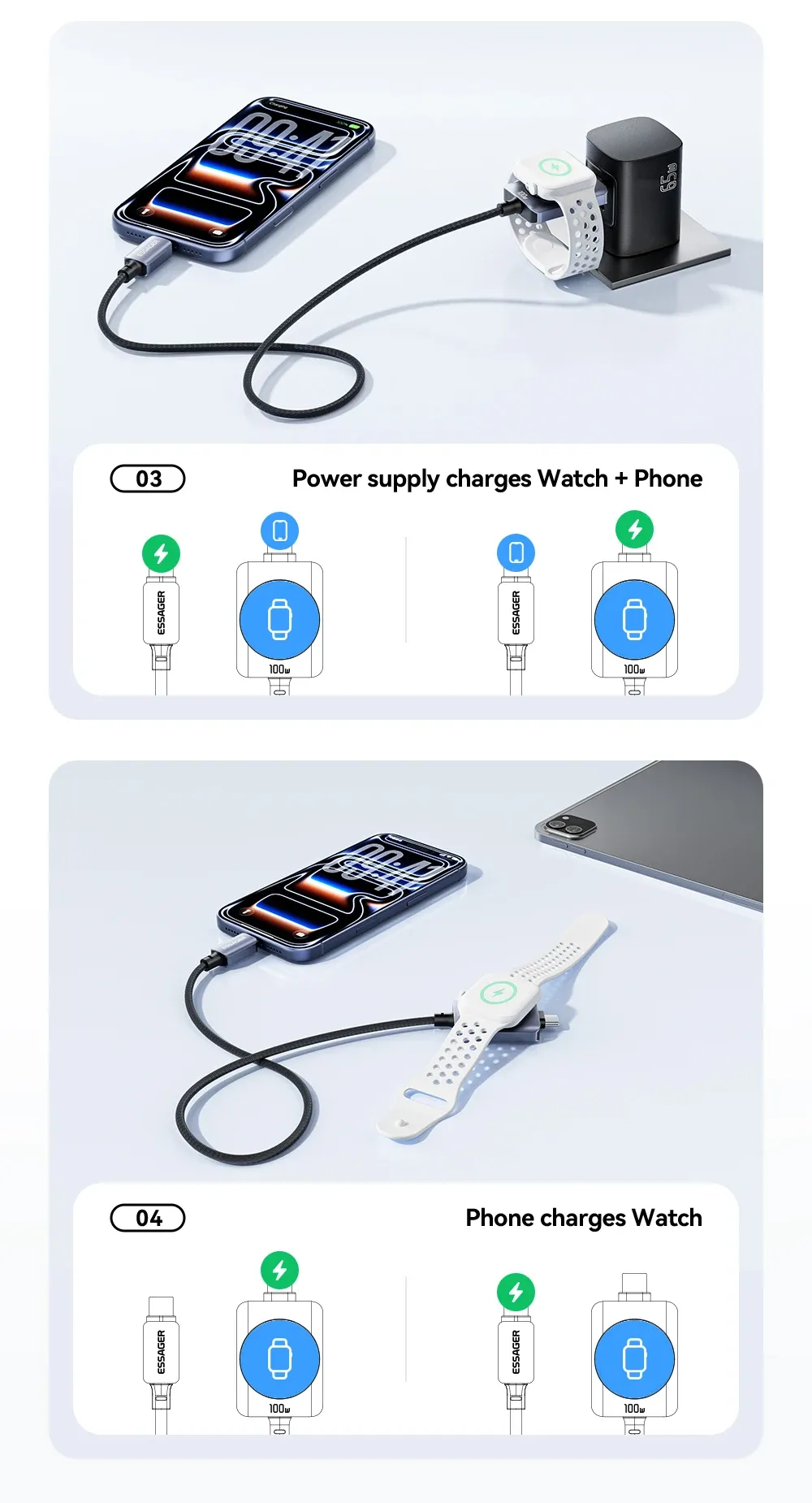 Charge de l'Apple Watch avec le câble magnétique