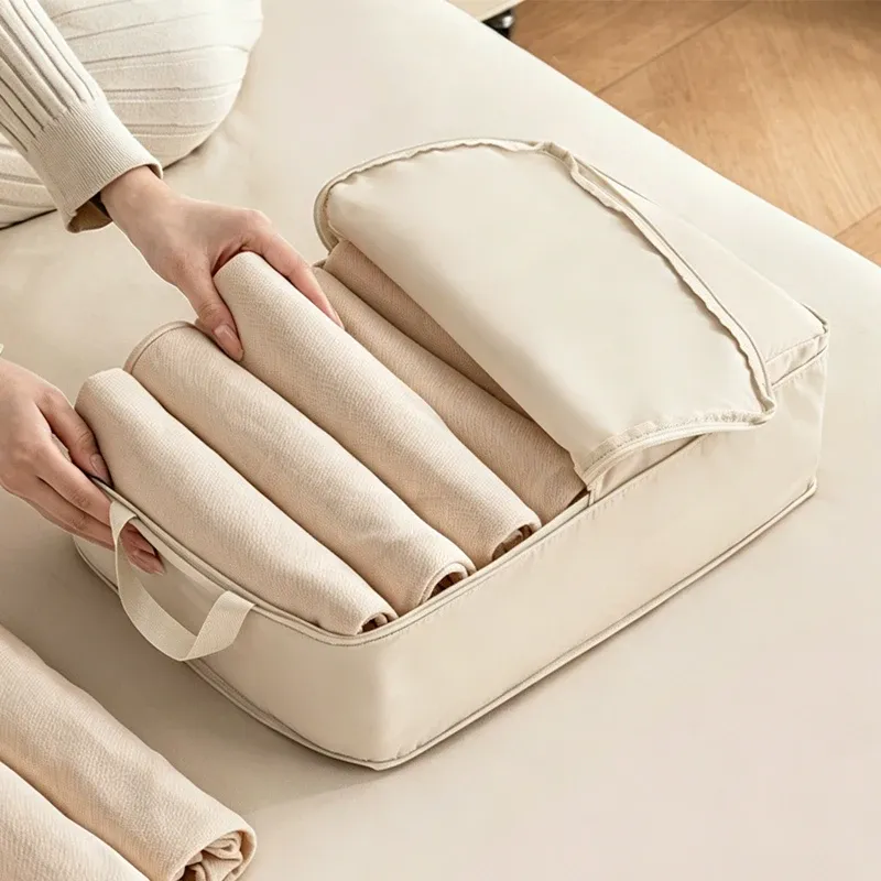 Lot de 4 cubes de rangement de voyage avec pochette à chaussures et sac de compression pour vêtements, sous-vêtements et t-shirts, organisateur de bagages 3