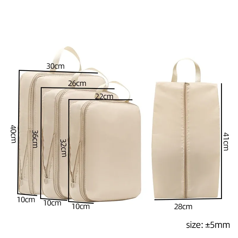 Lot de 4 cubes de rangement de voyage avec pochette à chaussures et sac de compression pour vêtements, sous-vêtements et t-shirts, organisateur de bagages 6
