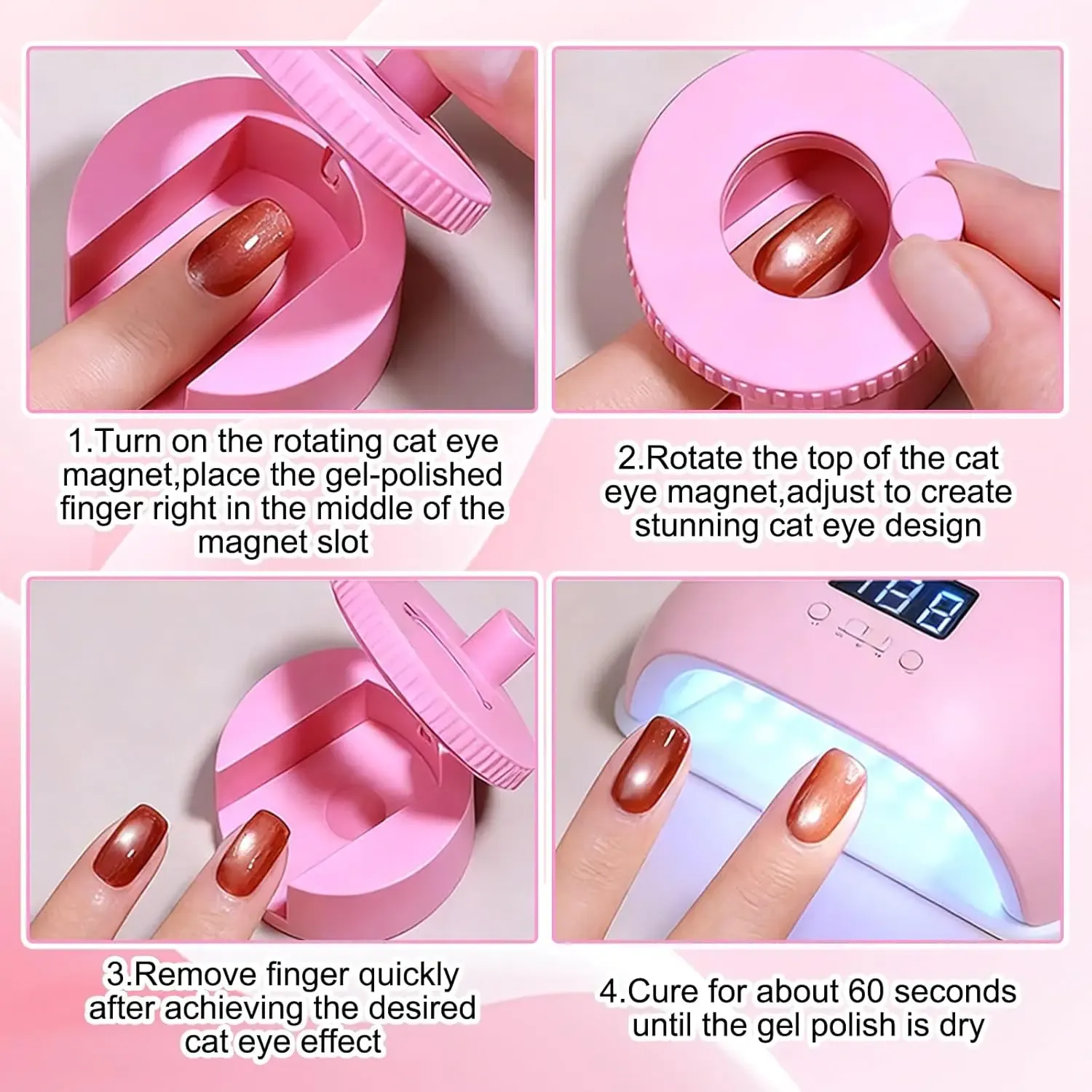 Aimant rotatif effet œil de chat pour ongles, grand format, pour nail art et vernis gel 4