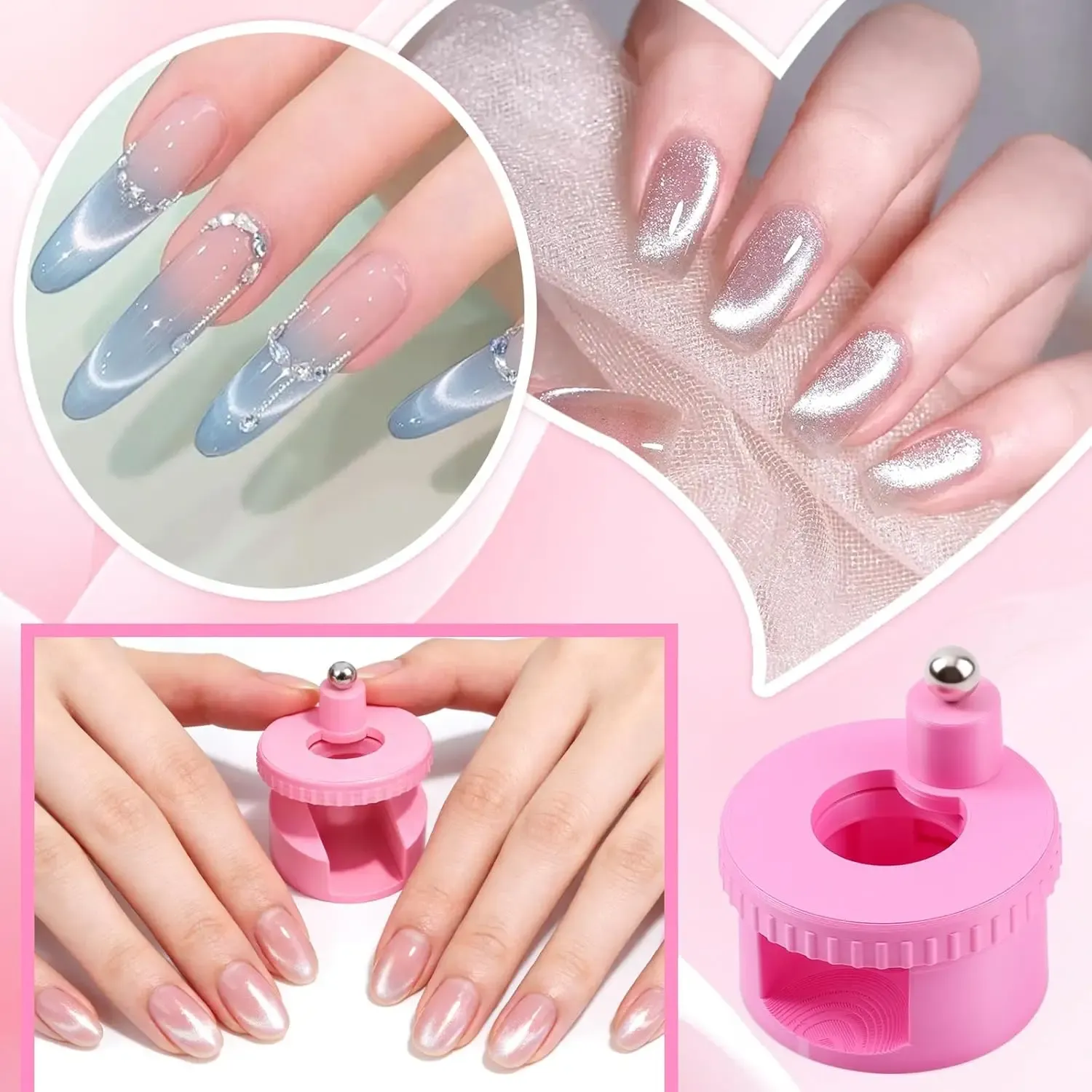 Aimant rotatif effet œil de chat pour ongles, grand format, pour nail art et vernis gel 6