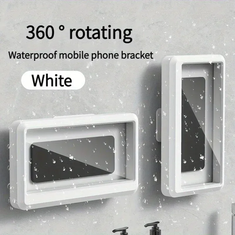 Support de téléphone étanche pour douche, compatible écran tactile, anti-buée, fixation murale auto-adhésive sans perçage pour iPhone et autres smartphones 8