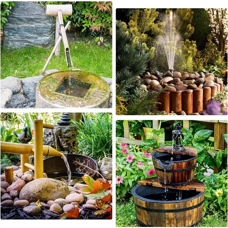 Fontaine solaire de jardin 2,5 W à conception divisée, 6 fontaines et tuyau d'eau de 4 pieds, pour décoration extérieure 5