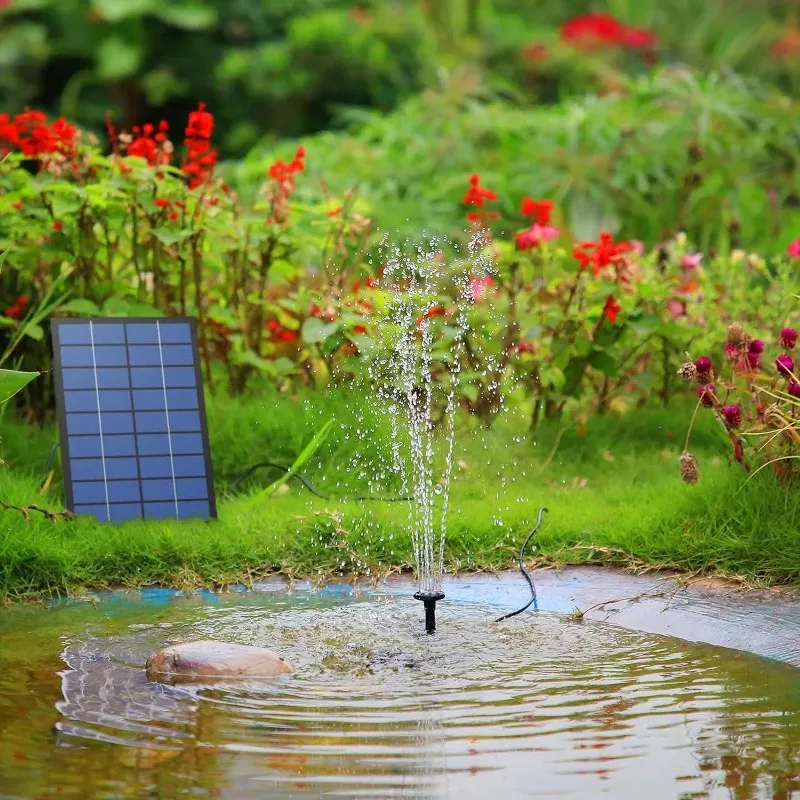 Fontaine solaire de jardin 2,5 W à conception divisée, 6 fontaines et tuyau d'eau de 4 pieds, pour décoration extérieure 6