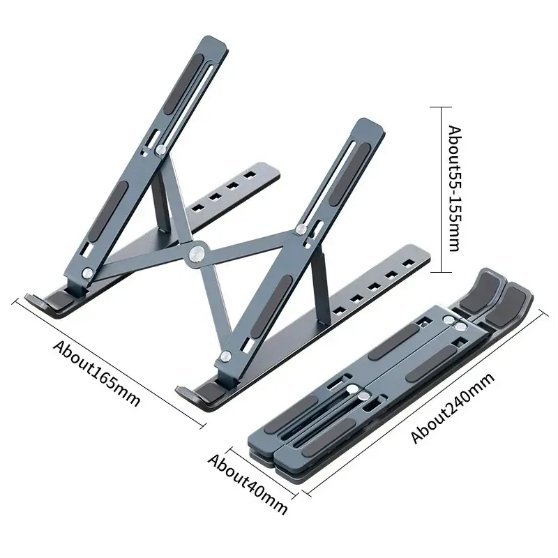 Support pliable pour ordinateur portable, réglable, base en alliage d'aluminium pour MacBook, accessoires pour ordinateur portable 6