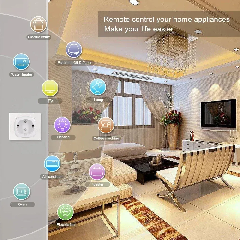 Prise connectée WiFi 16 A de type israélien, compatible application Tuya, pour Alexa et Google Home 5