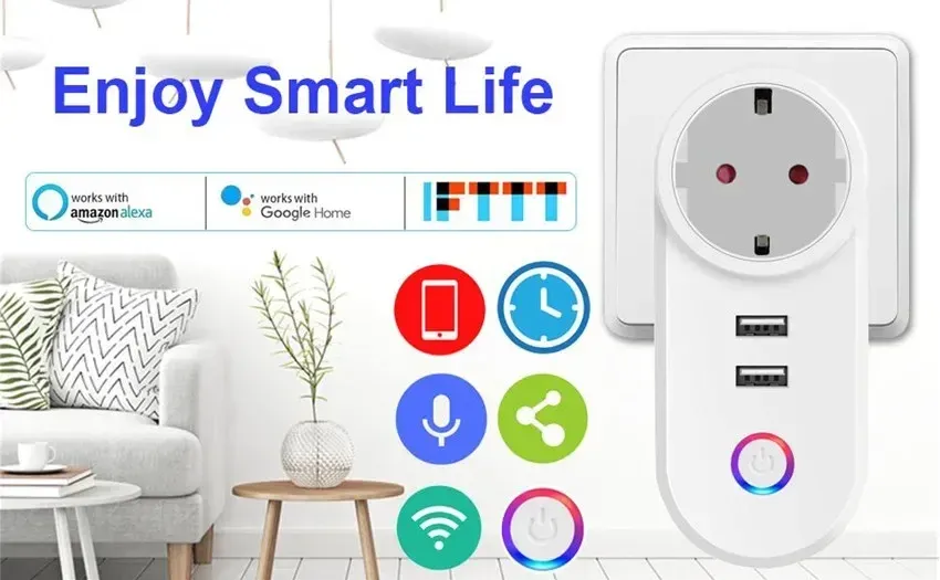 Prise intelligente Wi-Fi, Type 3, vue 1