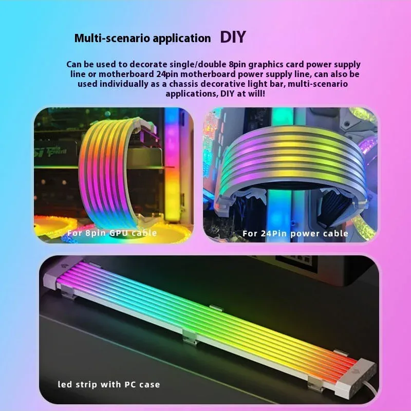 Câble de synchronisation ARGB 5V 3 broches, 8/24 broches, câble d'extension d'alimentation pour carte mère, bande lumineuse LED flexible, kit de bricolage pour alimentation d'ordinateur 3