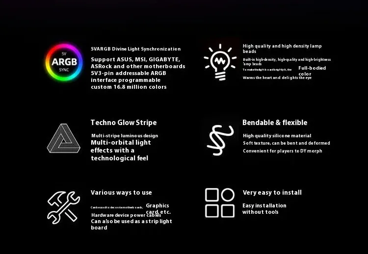 Détail de la finition du câble ARGB