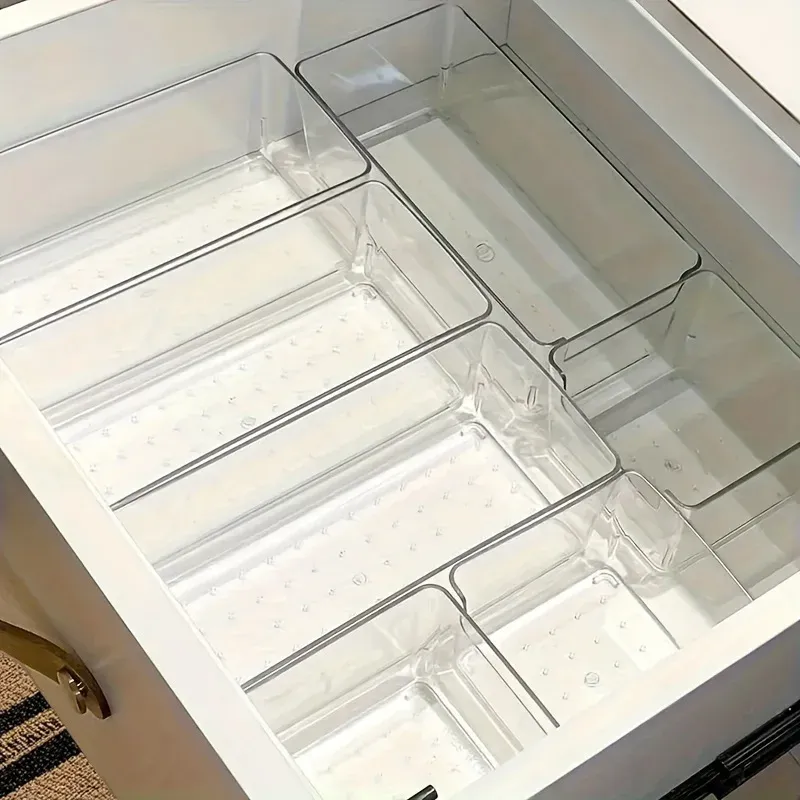 Coffret de rangement transparent pour cosmétiques en plastique, 7 pièces, séparateurs de tiroirs empilables - Image 1