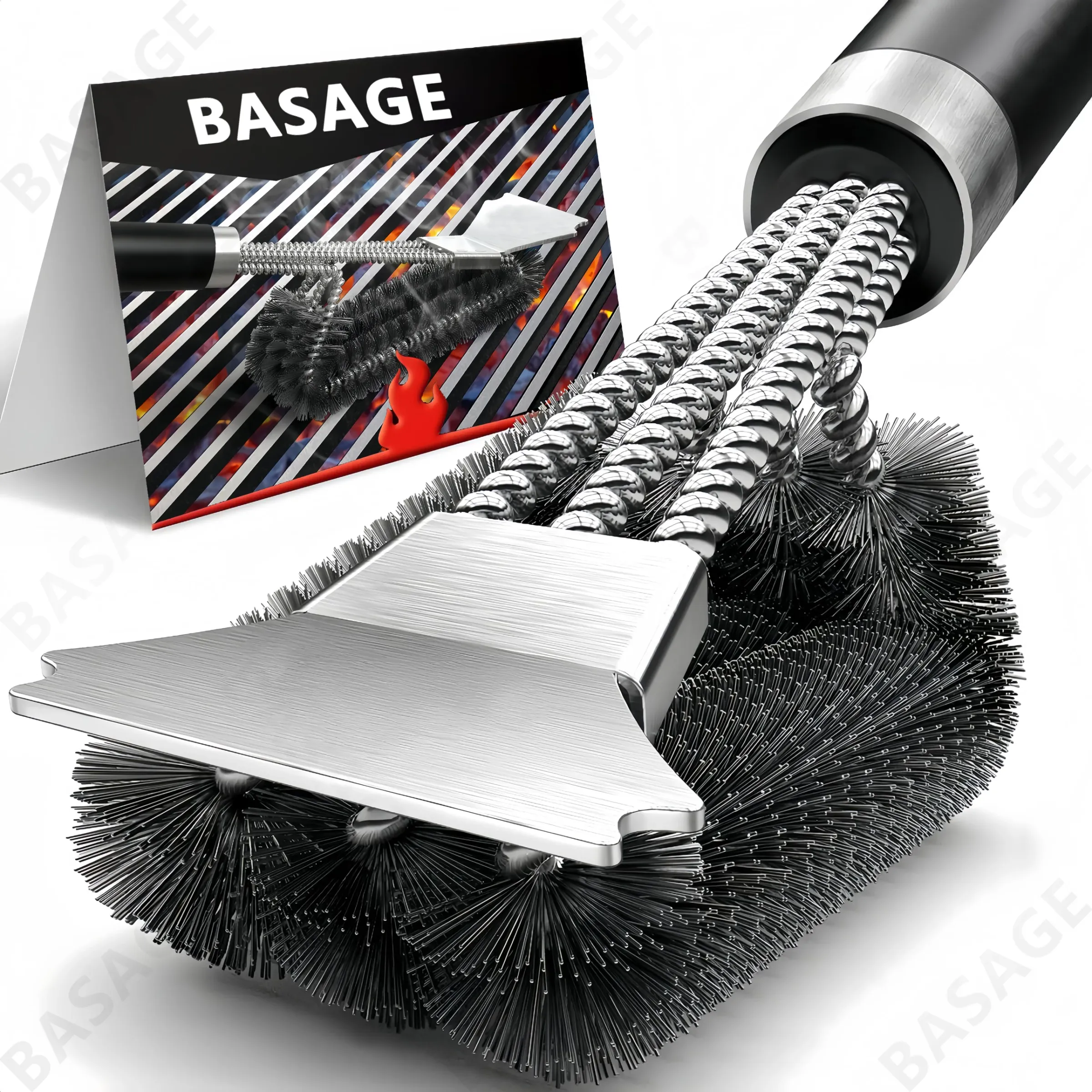 Brosse de nettoyage pour barbecue en acier inoxydable
