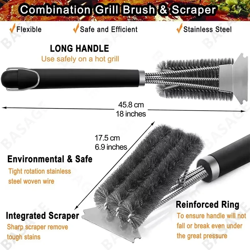 Brosse de nettoyage pour barbecue en acier inoxydable 4