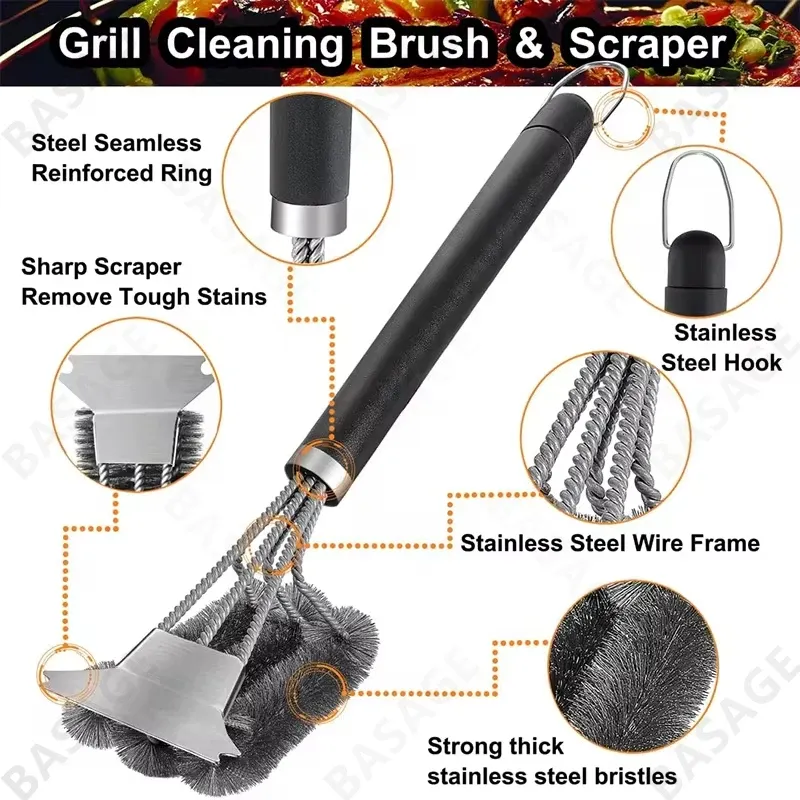 Brosse de nettoyage pour barbecue en acier inoxydable 6