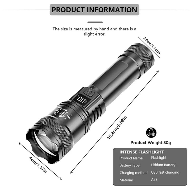 Lampe de poche LED, vue complète