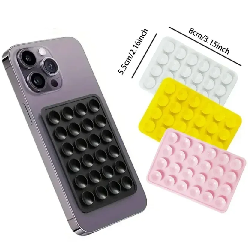 Support téléphone en silicone à ventouse carrée antidérapante, multifonctionnel, fixation adhésive simple face pour coque arrière 3