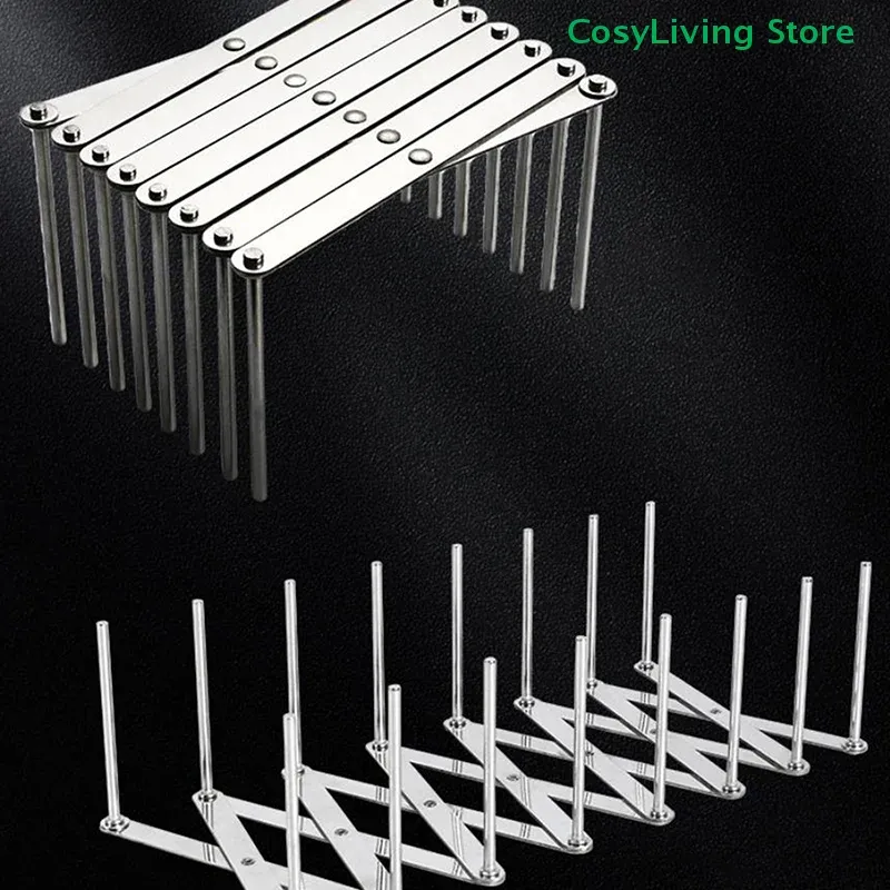 Égouttoir extensible et pliable en acier inoxydable pour assiettes, couvercles de casseroles et ustensiles de cuisine - Image 1