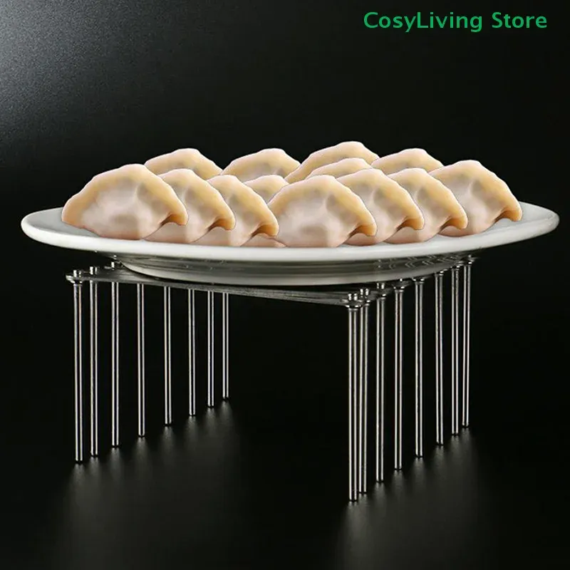 Égouttoir extensible et pliable en acier inoxydable pour assiettes, couvercles de casseroles et ustensiles de cuisine 5