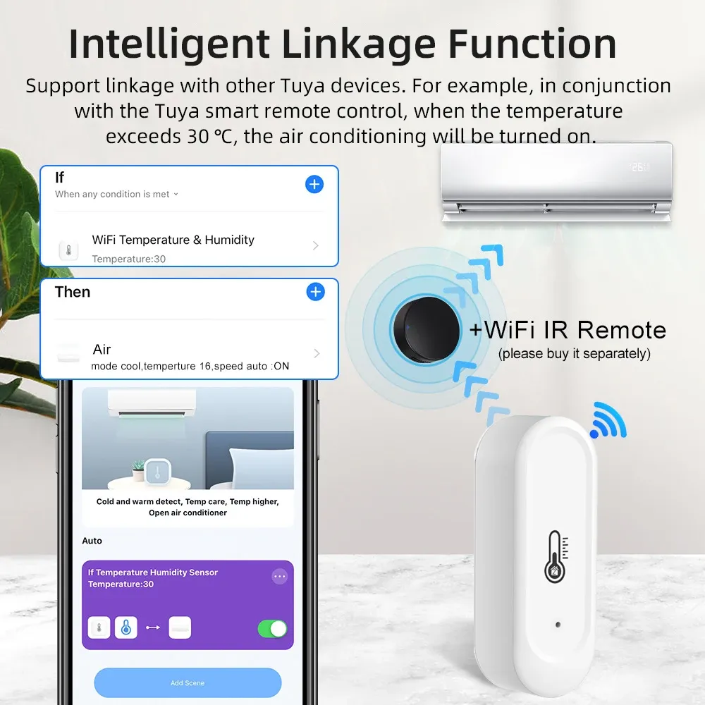 Capteur intelligent de température et d'humidité Tuya WiFi/Zigbee pour extérieur, IP65 étanche, surveillance à distance via application, compatible Alexa et Google Home 4