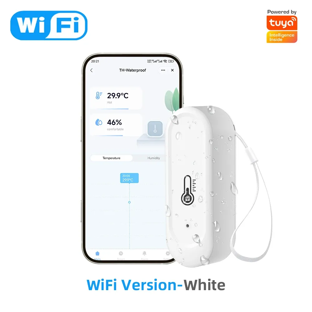 Capteur intelligent de température et d'humidité Tuya WiFi/Zigbee pour extérieur, IP65 étanche, surveillance à distance via application, compatible Alexa et Google Home 10